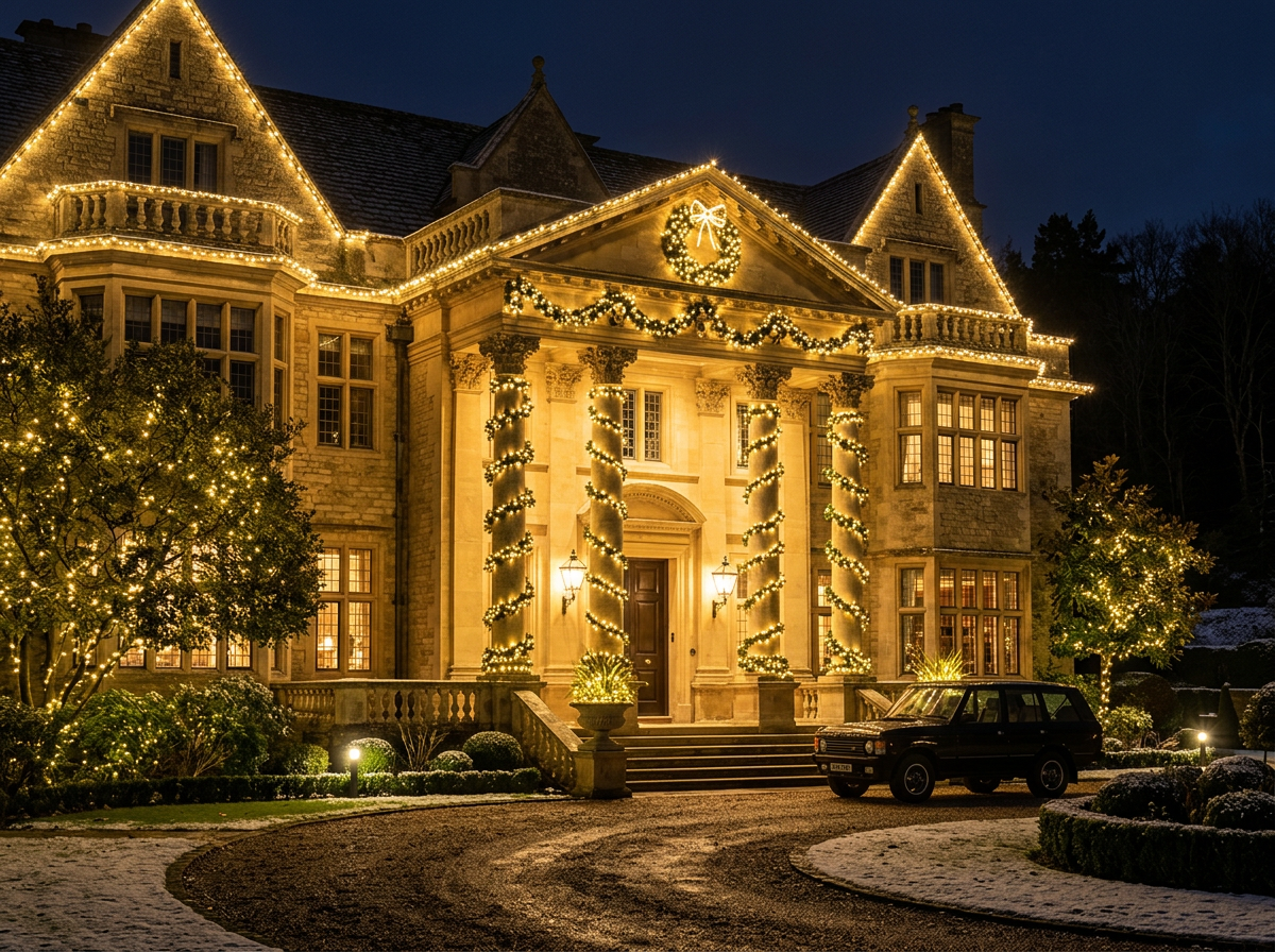 Columns and architectural Christmas lighting